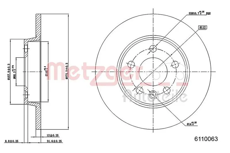 Handler.Part Brake disc METZGER 6110063 1