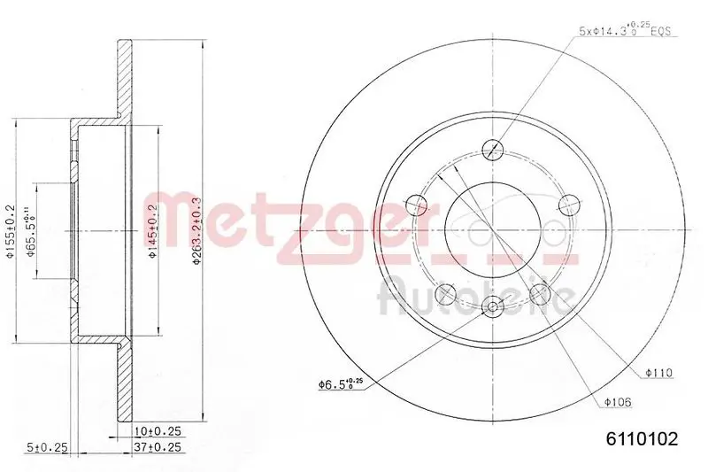 Handler.Part Brake disc METZGER 6110102 1