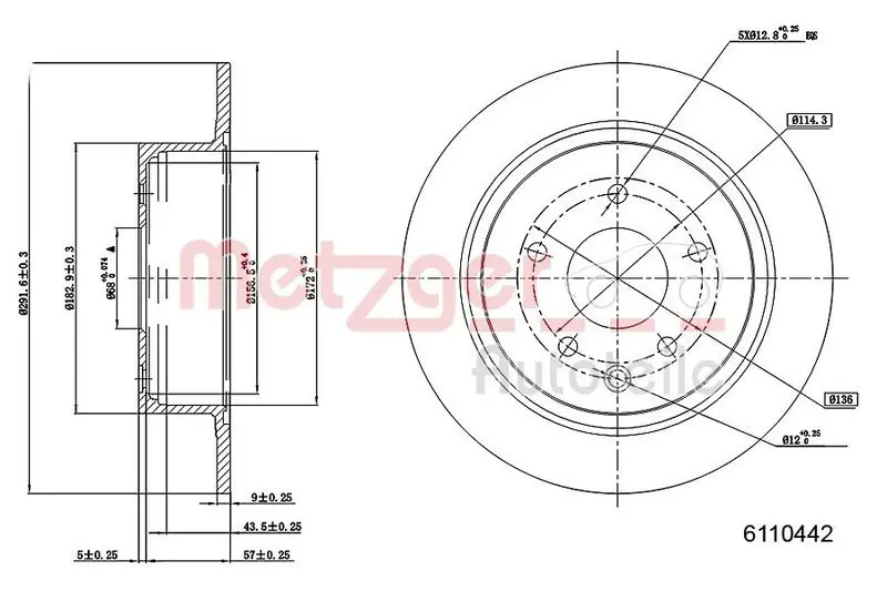 Handler.Part Brake disc METZGER 6110442 1