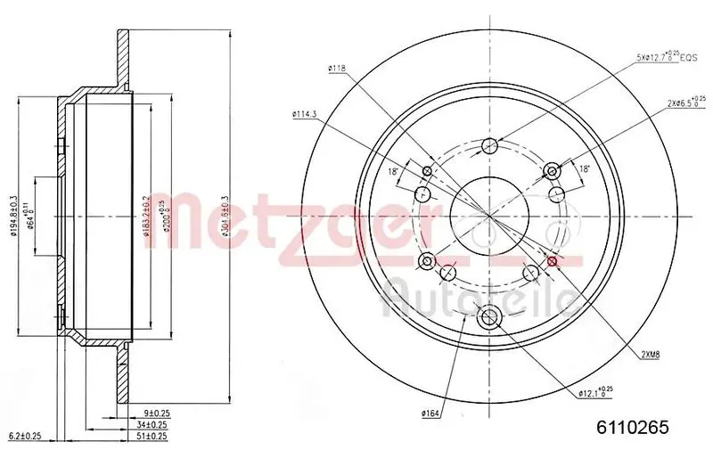 Handler.Part Brake disc METZGER 6110265 1