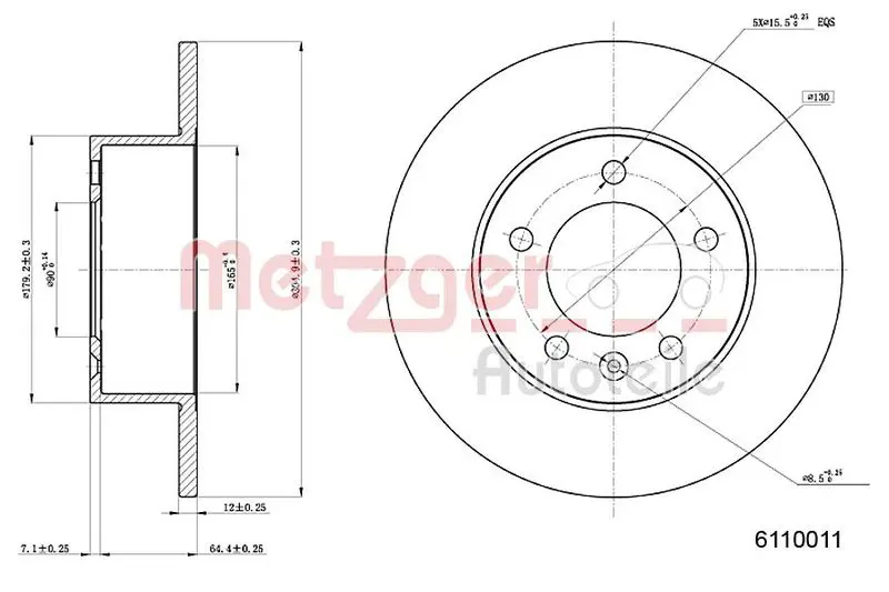 Handler.Part Brake disc METZGER 6110011 1