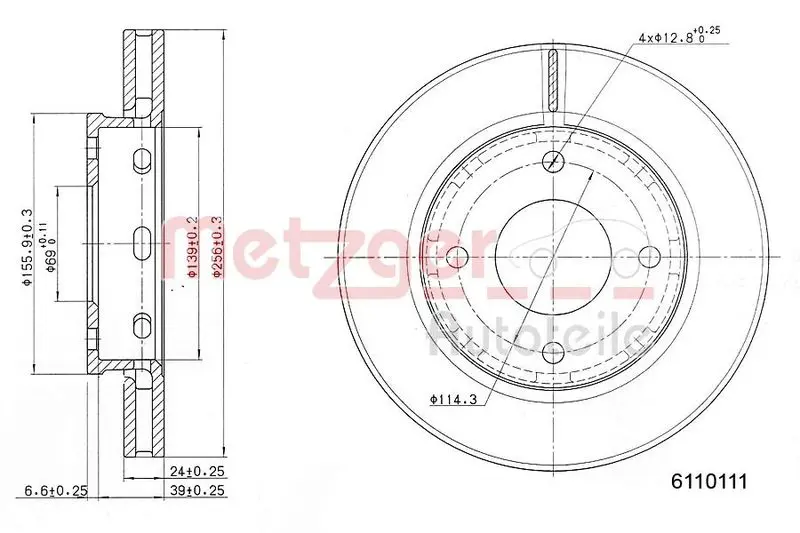 Handler.Part Brake disc METZGER 6110111 1