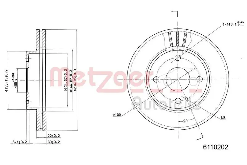 Handler.Part Brake disc METZGER 6110202 1