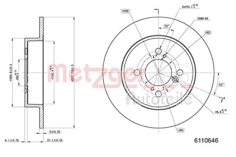 Handler.Part Brake disc METZGER 6110646 1