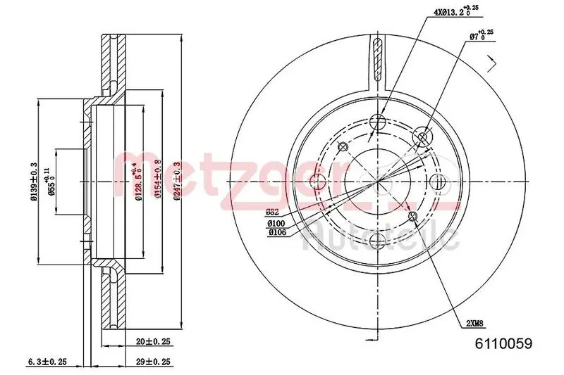 Handler.Part Brake disc METZGER 6110059 1