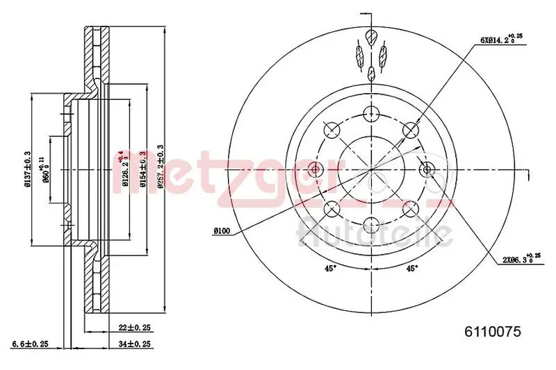 Handler.Part Brake disc METZGER 6110075 1