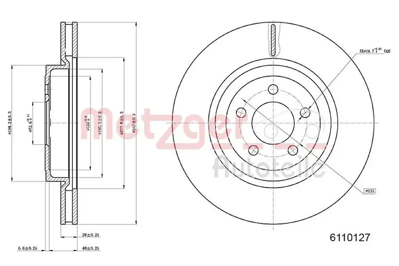 Handler.Part Brake disc METZGER 6110127 1