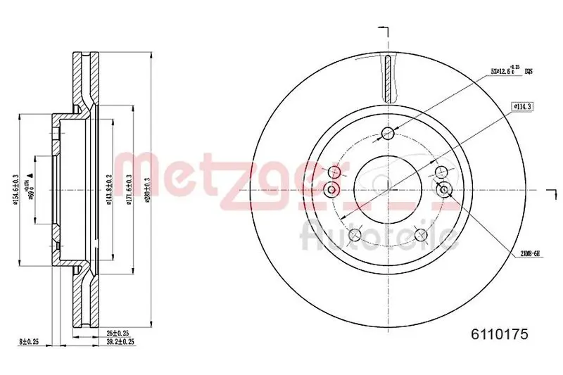 Handler.Part Brake disc METZGER 6110175 1