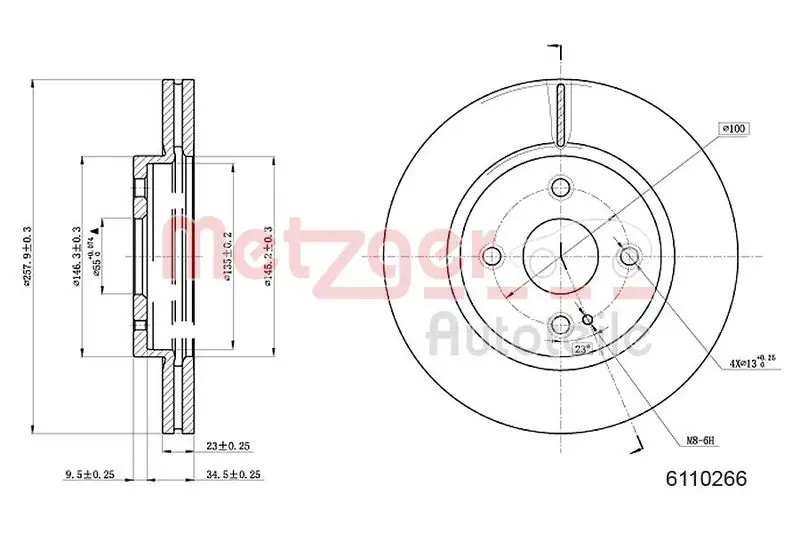 Handler.Part Brake disc METZGER 6110266 1