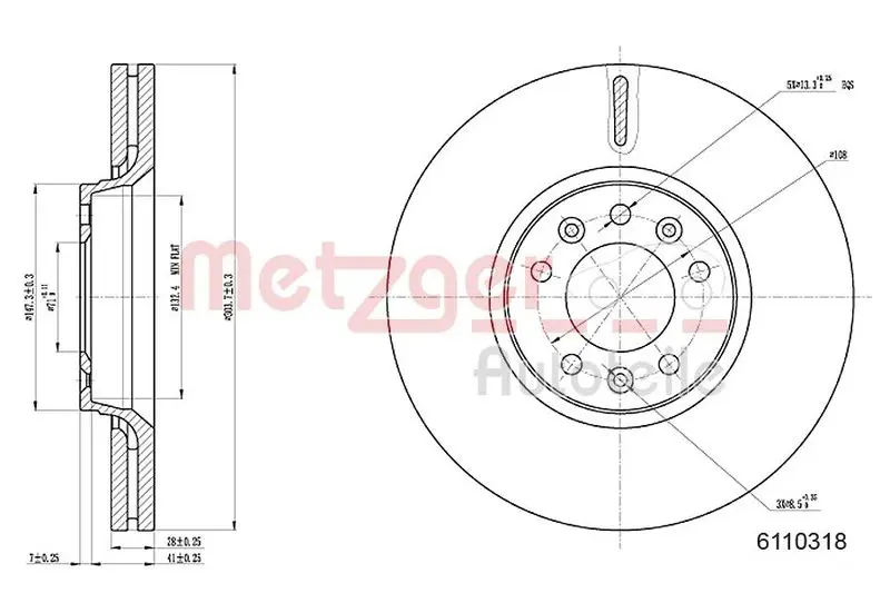 Handler.Part Brake disc METZGER 6110318 1