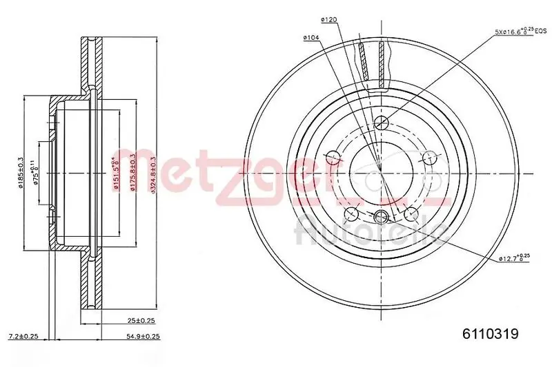 Handler.Part Brake disc METZGER 6110319 1