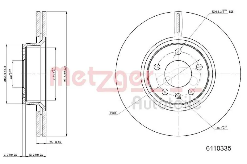 Handler.Part Brake disc METZGER 6110335 1