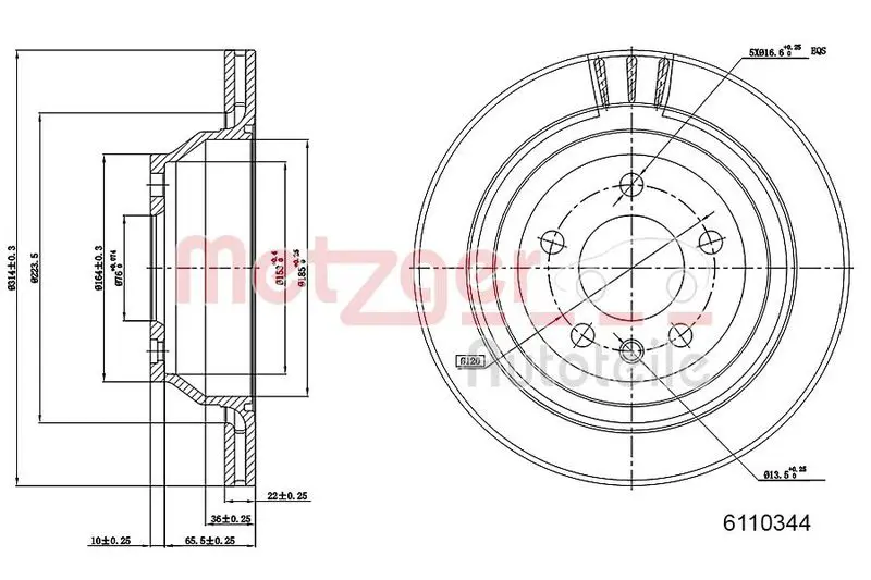 Handler.Part Brake disc METZGER 6110344 1