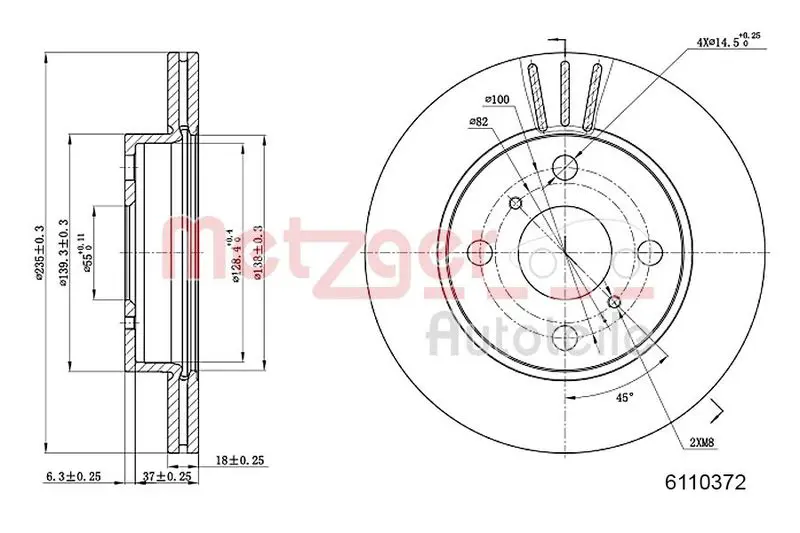 Handler.Part Brake disc METZGER 6110372 1