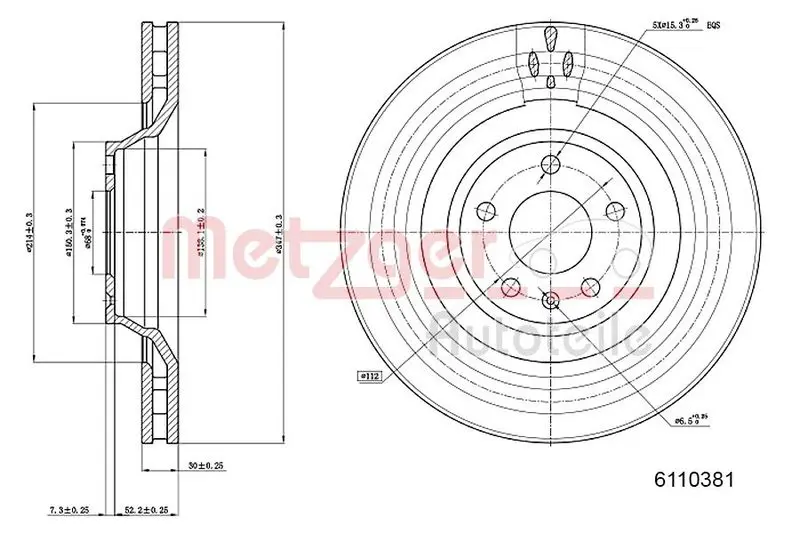 Handler.Part Brake disc METZGER 6110381 1