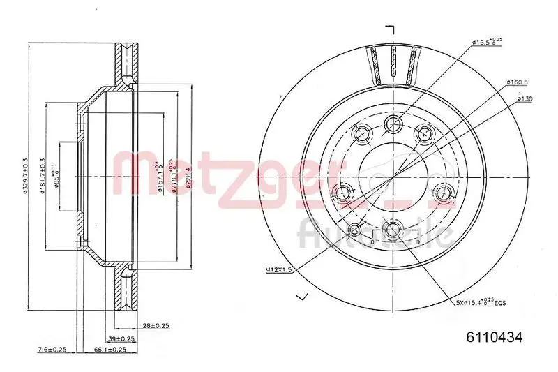 Handler.Part Brake disc METZGER 6110434 1