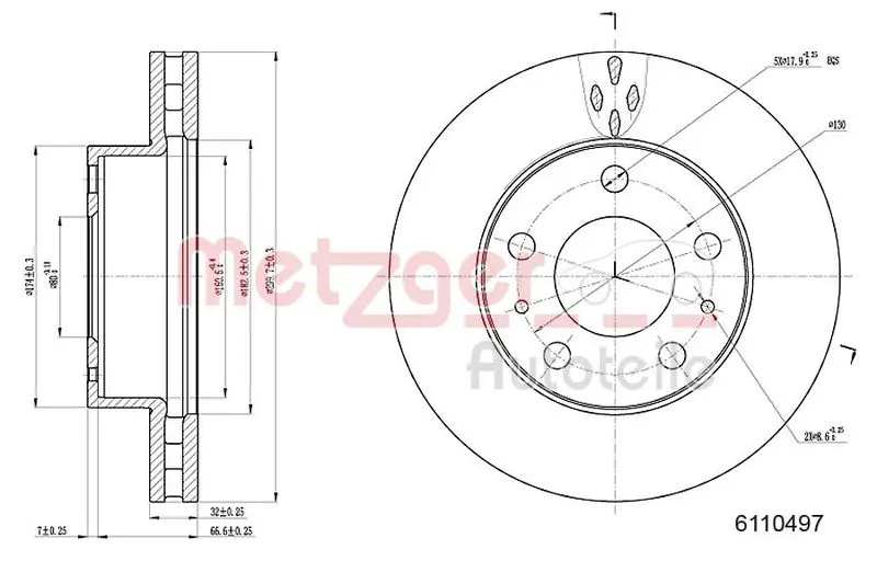 Handler.Part Brake disc METZGER 6110497 1