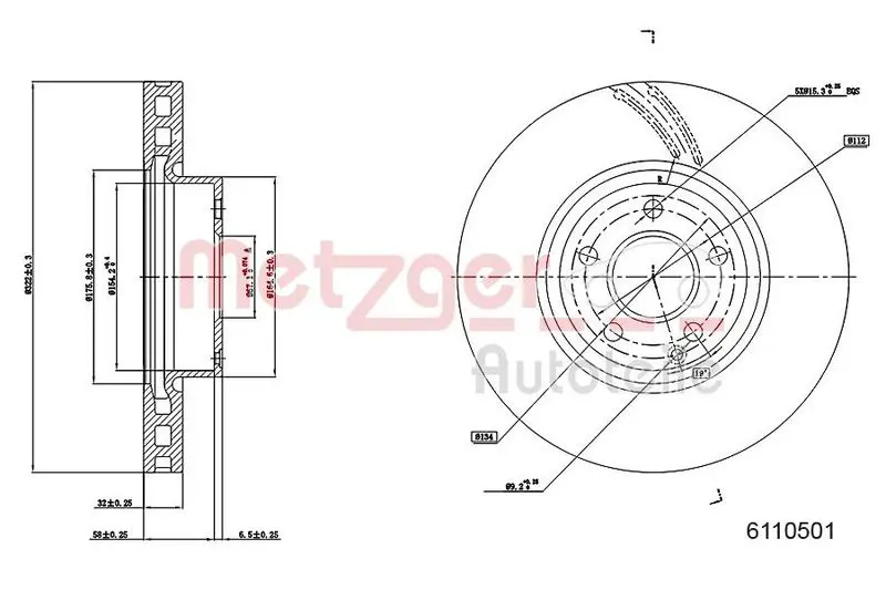 Handler.Part Brake disc METZGER 6110501 1