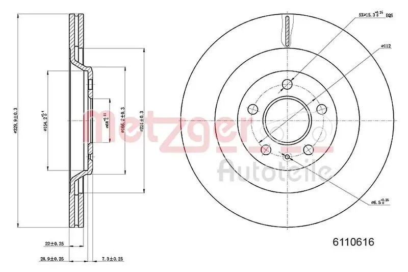 Handler.Part Brake disc METZGER 6110616 1