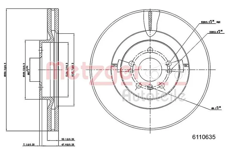 Handler.Part Brake disc METZGER 6110635 1