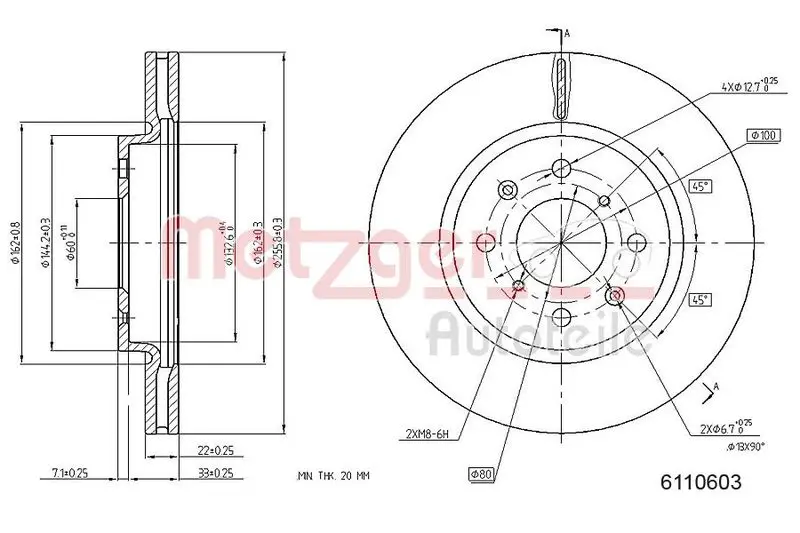 Handler.Part Brake disc METZGER 6110603 1