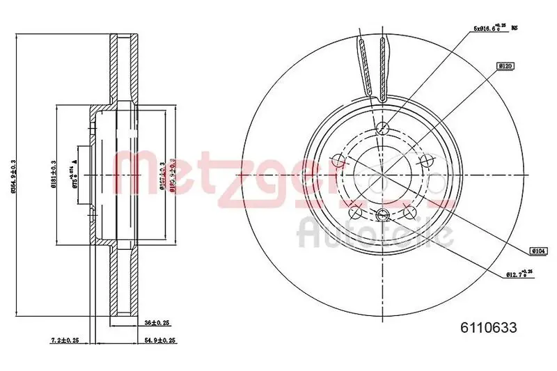 Handler.Part Brake disc METZGER 6110633 1