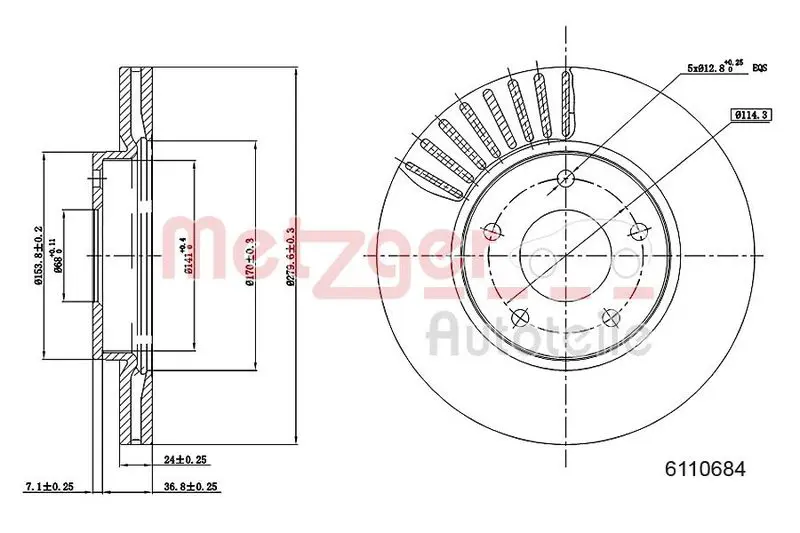 Handler.Part Brake disc METZGER 6110684 1