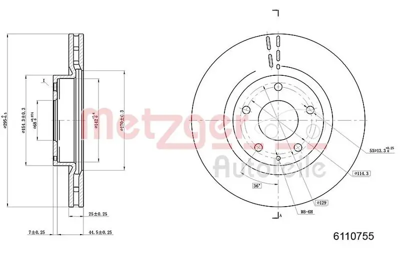 Handler.Part Brake disc METZGER 6110755 1