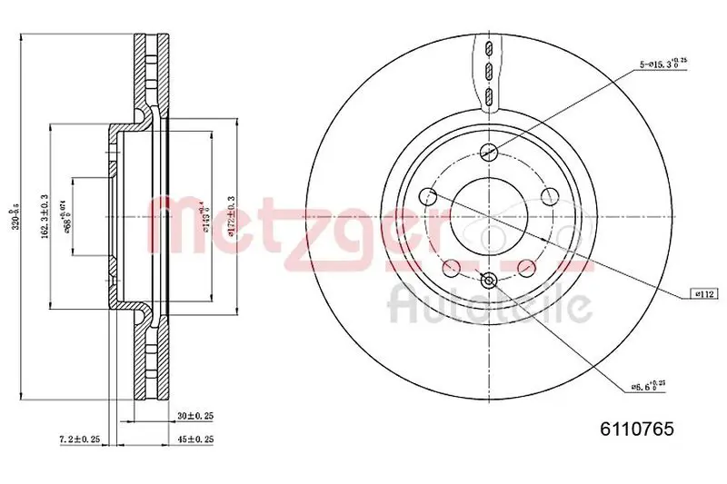 Handler.Part Brake disc METZGER 6110765 1