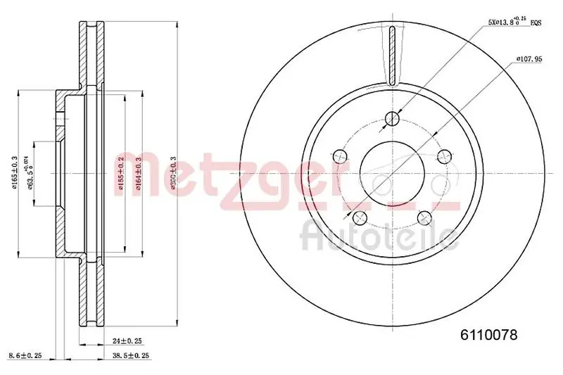 Handler.Part Brake disc METZGER 6110078 1