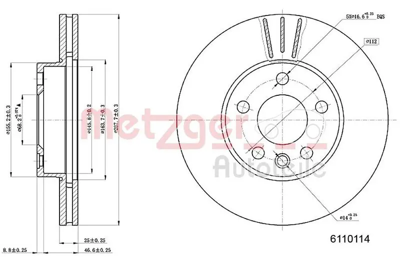 Handler.Part Brake disc METZGER 6110114 1