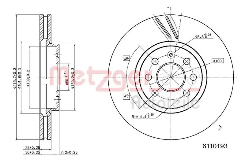 Handler.Part Brake disc METZGER 6110193 1