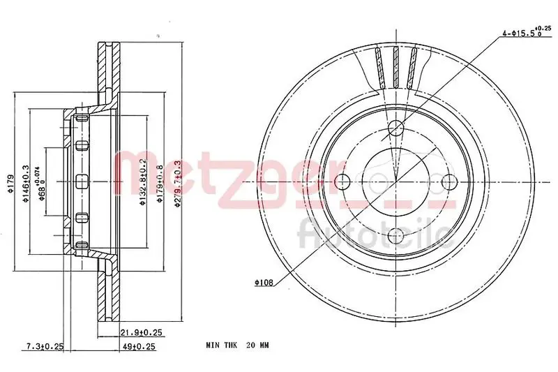 Handler.Part Brake disc METZGER 6110305 1