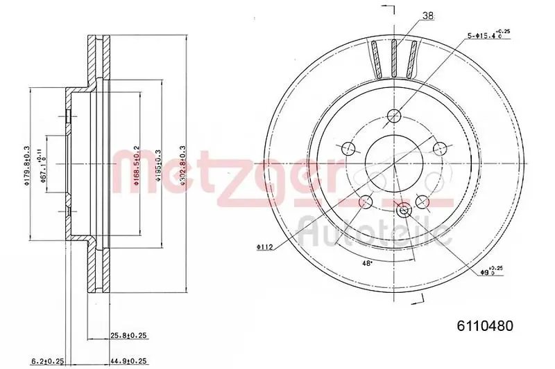 Handler.Part Brake disc METZGER 6110480 1