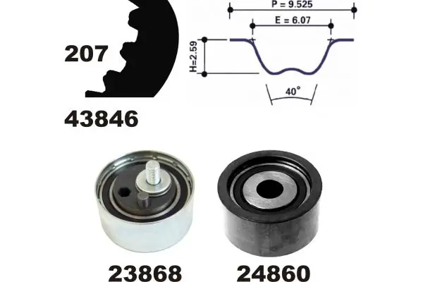 Handler.Part Timing belt set MAPCO 73816 1