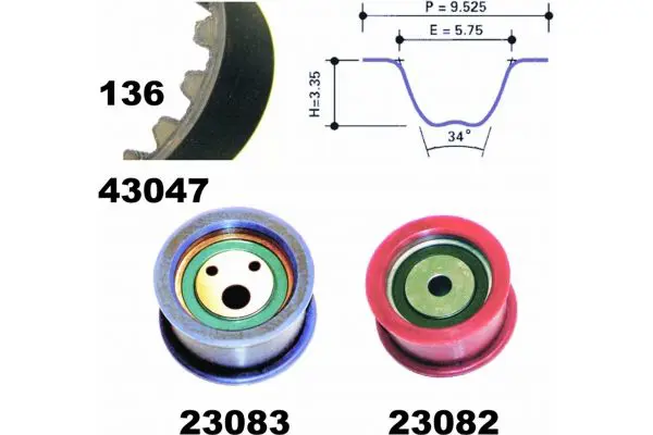 Handler.Part Timing belt set MAPCO 73080 1