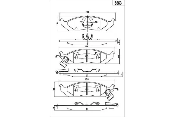 Handler.Part Brake pad set, disc brake MAPCO 6863 1