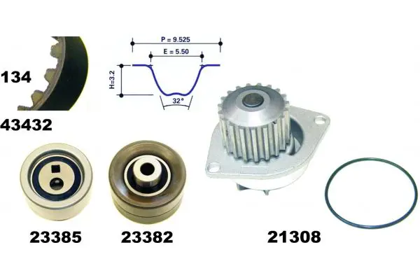 Handler.Part Water pump & timing belt set MAPCO 41432 1