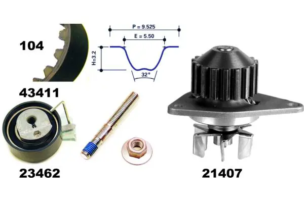 Handler.Part Water pump & timing belt set MAPCO 41411 1