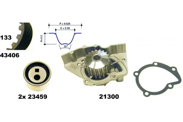 Handler.Part Water pump & timing belt set MAPCO 41406 1