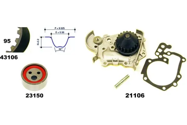 Handler.Part Water pump & timing belt set MAPCO 41106 1