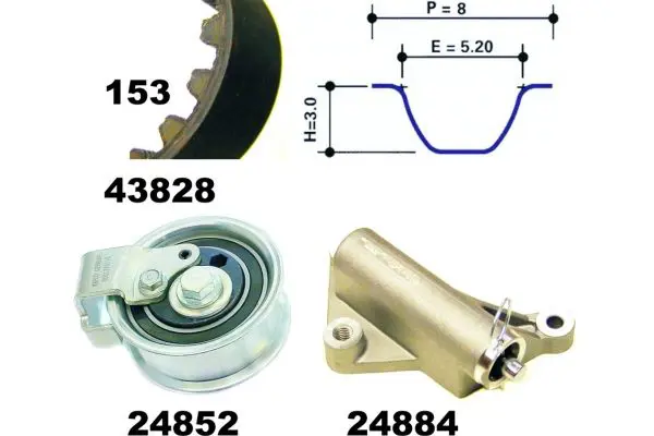 Handler.Part Timing belt set MAPCO 23908 1