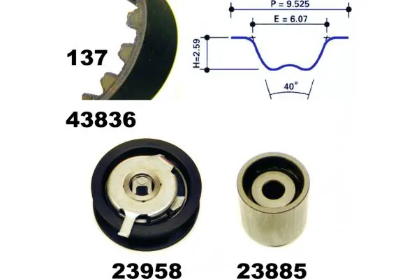 Handler.Part Timing belt set MAPCO 23836 1