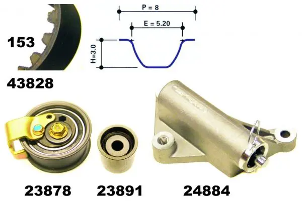 Handler.Part Timing belt set MAPCO 23833 1