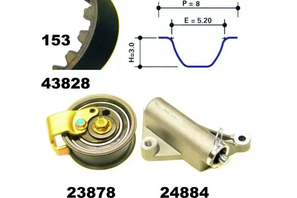 Handler.Part Timing belt set MAPCO 23827 1