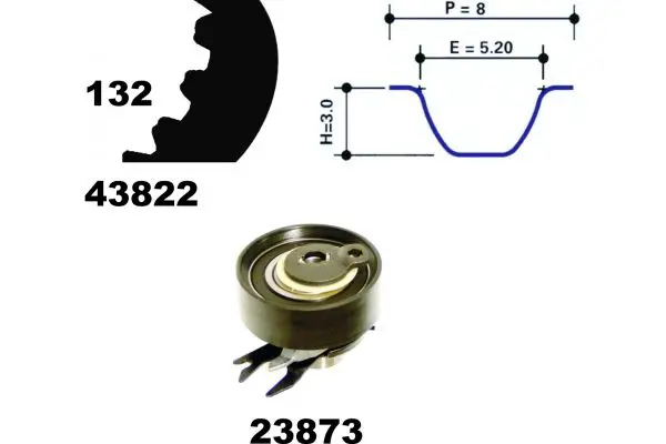 Handler.Part Timing belt set MAPCO 23822 1