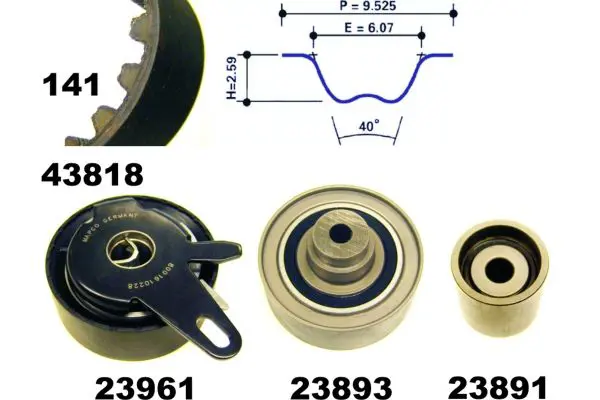 Handler.Part Timing belt set MAPCO 23818 1