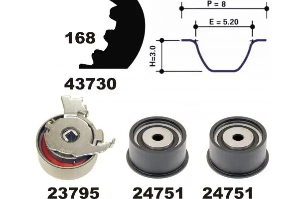 Handler.Part Timing belt set MAPCO 23730 1