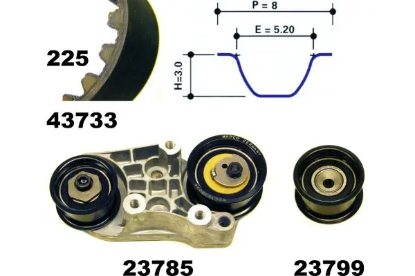 Handler.Part Timing belt set MAPCO 23733 1