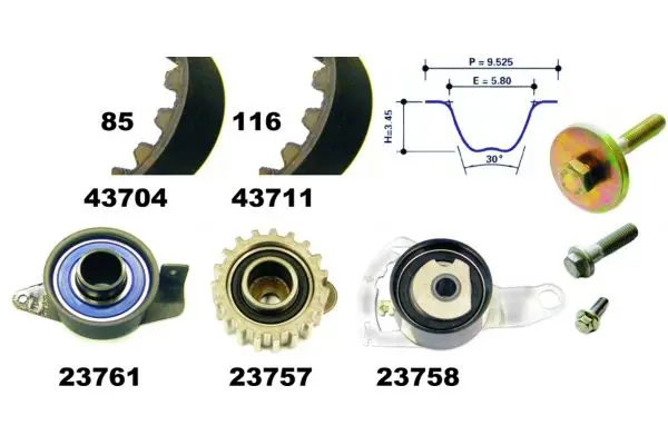 Handler.Part Timing belt set MAPCO 23712 1